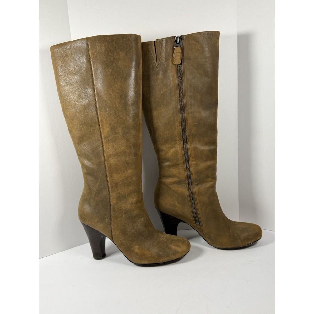 Fossil Tall Leather Riding Boots Brown Zip Classic Knee Western Academia Women 8 - Picture 2 of 16
